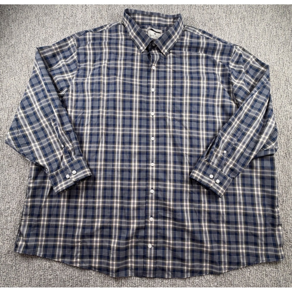 Oak Hill Button Down Shirt Mens 4XL Blue Plaid Wrinkle Resistant Cool & Dry DXL